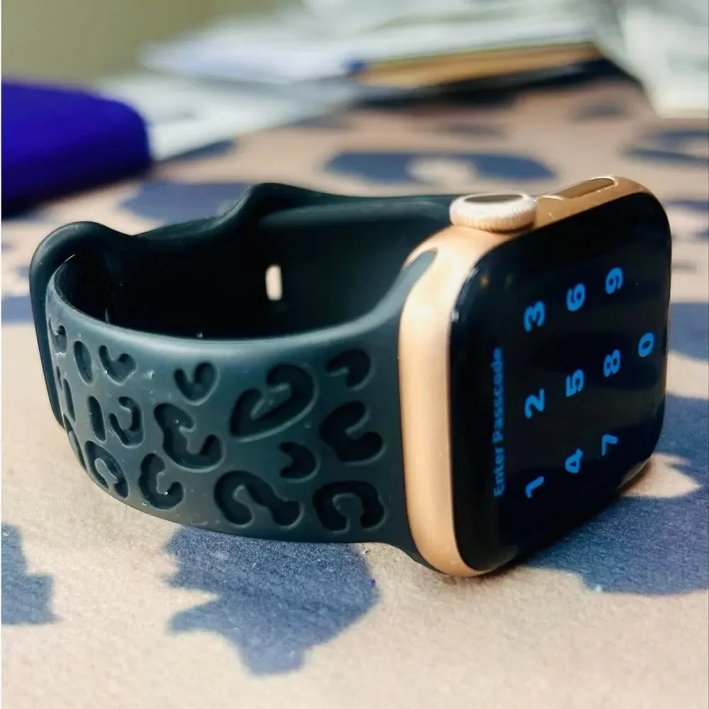2 Pack Apple Watch Bands 38 40 Matte Black & Blush Leopard NEW